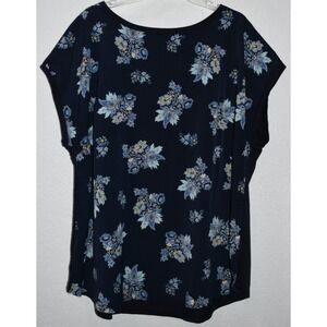 Lane Bryant Dolman Top Cap Sleeve 22/24 Navy Floral Blouse Lightweight Preppy 3X